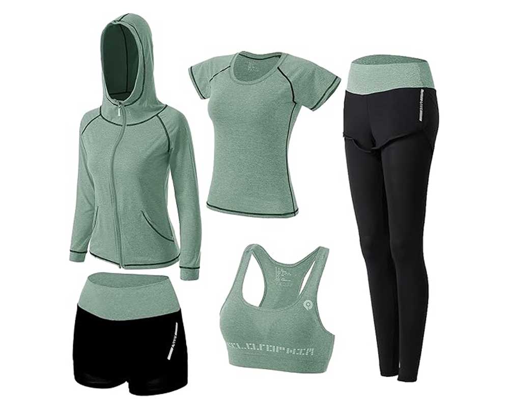 ZETIY Dames 5-delige Yoga Trainingspak